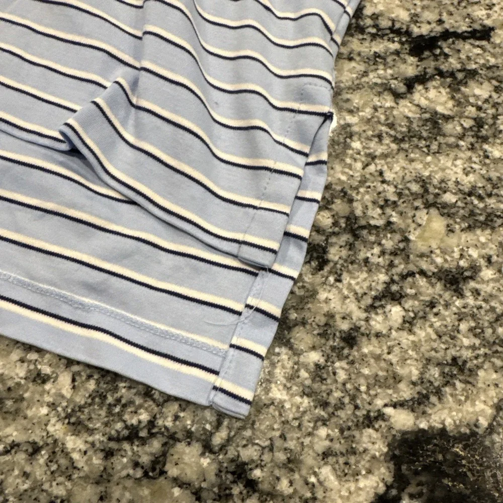 POLO Ralph Lauren Pima Soft Touch Polo Shirt Mens Size M Blue White Striped Pony